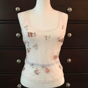 Free People mesh tank with beautiful beading!! NWT
